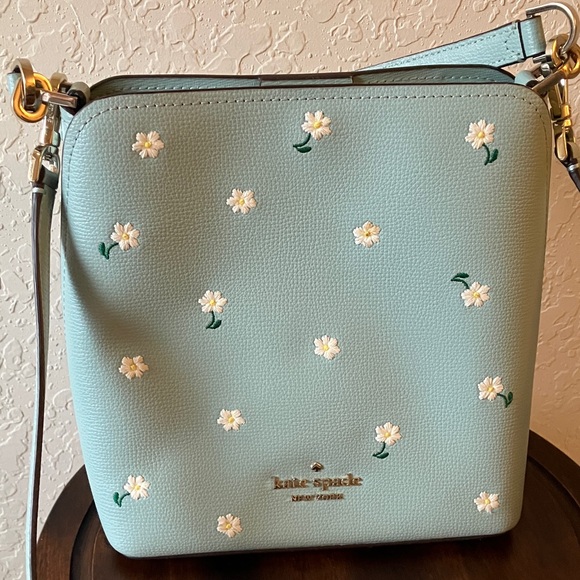 kate spade Handbags - Kate Spade:Darcy Aphrodite Mint Green Floral Small Bucket CrossbodyBag- GoldTone